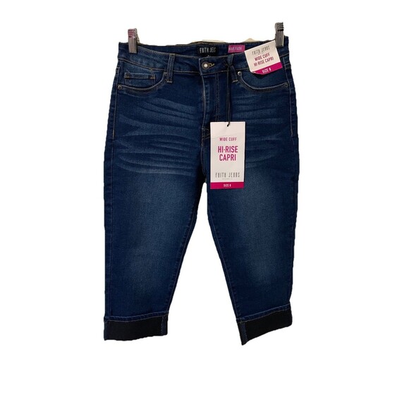 FAITH WOMENS SIZE 8 JEANS HI-RISE CAPRI WIDE CUFF NWT - Picture 1 of 8